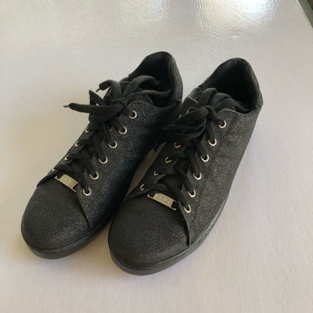 TOPSHOP Women’s Black Glitter Sneakers Size 8 US